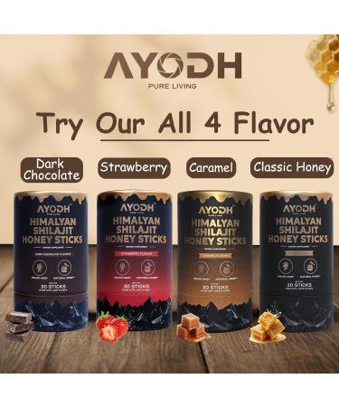 Himalayan Shilajit Honey Sticks with Natural Honey Caramel Flavor 30 Count 75%+ Fulvic Acid 85+ Trace Minerals Easy Single-Use Energy & Immunity Support Shilajit - Caramel - Buy Online on GoSupps.com
