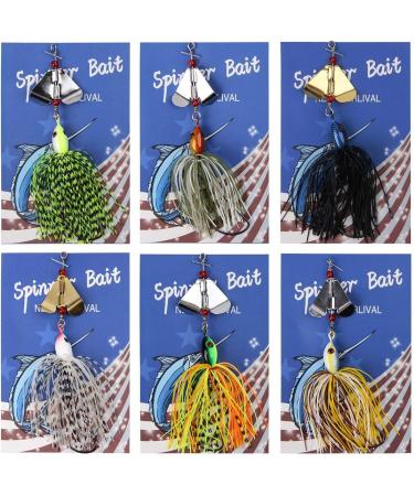 Spinnerbait Fishing Lures Kit Set - 6pcs Multicolor Buzzbait for Bass, Trout, Salmon - Metal Spinner Baits for Freshwater and Saltwater Fishing - Buy Online on GoSupps.com