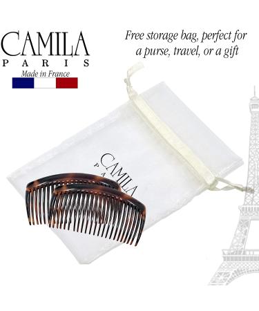 Camila Paris AD66/2 Large Curved Tortoise Shell French Side Combs - Strong Hold Hair Clips for Women - Made in France - Buy Online on GoSupps.com