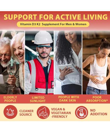 Plant-Based Vitamin D3 K2 Supplement Softgel - Vit D3 10000 Iu + Vitamin K2 Mk7 200 Mcg Algae Omega-3 Magnesium Vitamin B12 For Bone & Muscle Immune Support Max Absorption Easy To Swallow 1pack 120 Count (Pack of 1) - Buy Online on GoSupps.com