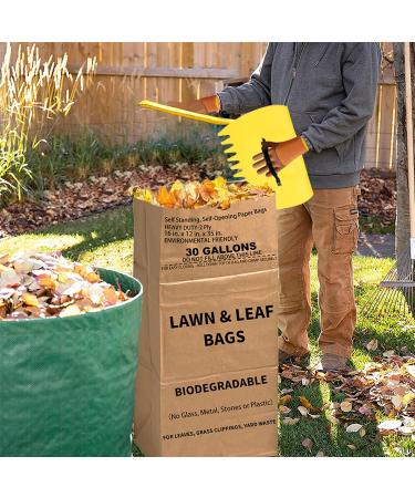 Lawn and Leaf Bags Kit - 5 PCS 30 Gallon Kraft Bags, 2 PCS 132 Gallon Reusable Garden Bags, Leaf Scoops - Heavy Duty Waste Bags for Home and Garden - Buy Online on GoSupps.com