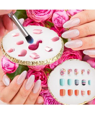 Ouligay Resin Nail Art Palette Gold Nail Colour Display Nail Polish Color Mixing Palette for Diy Nail Tech Supplies (White) - Buy Online on GoSupps.com