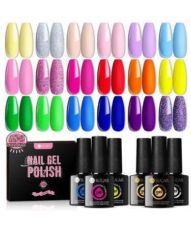 UR SUGAR Summer Gel Nail Polish Set 21 Pcs Rainbow Nail Polish Pastel Gel Nail Polish Candy Glitter Nude Pink Yellow Green Soak Off Gel Polish with Glossy & Matte Top Coat Base Gel Gift for Women The Walking City