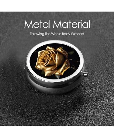 Buy Gold Rose Round Pill Box - 3 Compartment Portable Travel Organizer for Pills & Vitamins - Buy Online on GoSupps.com