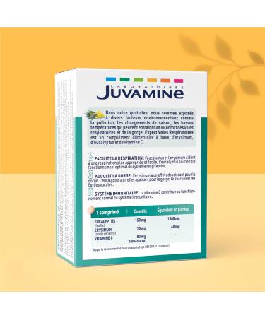 JUVAMINE - Expert Voies Respiratoires Facilite la respiration - Syst me immunitaire - Adoucit la gorge Eucalyptus - Erysimum - Vitamine C - 30 jours Fabriqu en France (Lot de 3) Pack of 3 - Buy Online on GoSupps.com