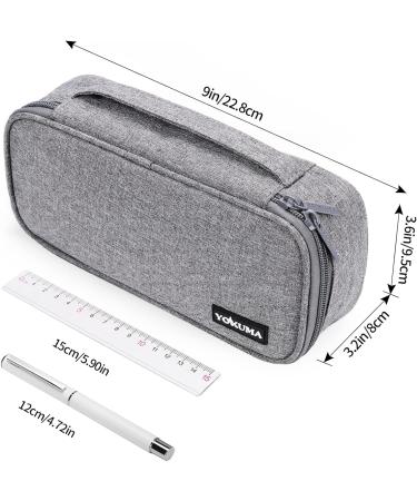 YOKUMA Pencil Case Large Capacity Pencil Pouch Aesthetic Zipper Pencil Box Back to School Supplies for College Student Teen Adults Travel Essentials Electronic Cable Organize Grey - Buy Online on GoSupps.com