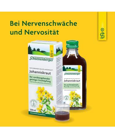 Schoenenberger St. John's Wort Natural Cleaning Juice - 600 ml (3x200 ml) Glass Bottles for Mental Exhaustion Relief - Buy Online Now - Buy Online on GoSupps.com