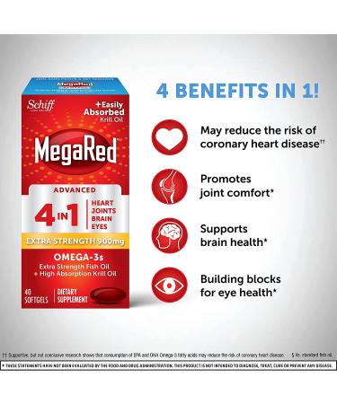 Schiff MegaRed Advanced 4-in-1 Omega-3s Extra Strength 900 mg - 40 Softgels - Buy Online on GoSupps.com