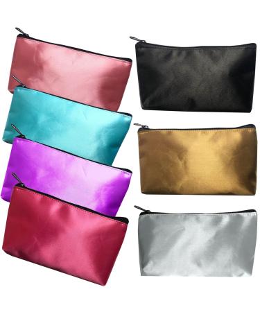 HappyDaily Pack of 7 Fashion Design Muliti-functional Bag Using as Makeup bag or Cosmetic Pouch or Travel Toiletry or Carrying Purse (Pink/Sky Blue/Hotpink/Purple/Gold/Silver/Black) Pure Color(Pink/Sky Blue/Hotpink/Purple/…