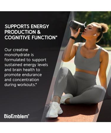 BioEmblem Creatine Monohydrate Powder Micronized Unflavored 5000mg Per Serving(5g) Supports Muscle Strength Workout Recovery & Performance Creatine Supplement Vegan Non-GMO 60 Servings - Buy Online on GoSupps.com