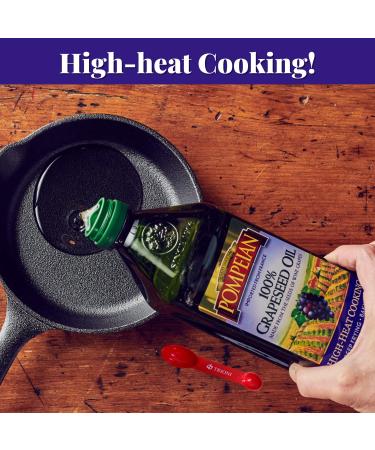 Pompeian Grapeseed Oil Bundle - 2 x 24 oz Bottles for High Heat Cooking | Ideal for Deep Frying & Baking | Includes TRIONI Spoon - Buy Online on GoSupps.com