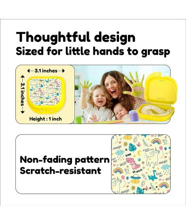 Cute Retainer Holder Case 2 Pack | Funny Cartoon Night Guard Case with Animals and Dinosaurs Patterns | Green Yellow Aligner Case - Buy Online on GoSupps.com