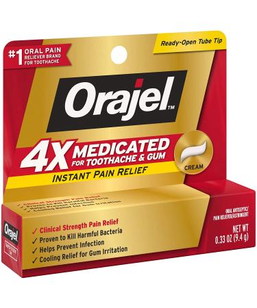Orajel 4X Severe Pain Relief Cream 0.33oz | For Toothache & Gum Pain - Buy Online on GoSupps.com