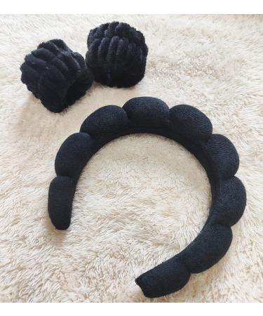 ZZGC Spa Headband Set for Women - Makeup Headband with Wrist Washband, Sponge & Terry Towel Cloth - Black - Buy Online on GoSupps.com