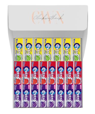 Wrigleys Extra Fruity Chewing Gum Bundle - 23 Mixed Fruit Chewing Gum Pieces Box (230 pieces) Strawberry Blueberry and Apple Chewing Gum - Exclusive to ClickwithNik