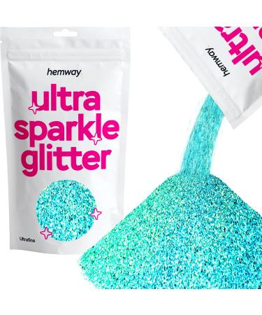 Hemway Turquoise Holographic Ultraein/Extra Fine Glitter 100g 3.5 ounces Cosmetic Safe 1/128 ".008" 0.2mm Turquoise Blue Holographic Ultrafine - 100g