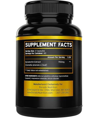 Epicatechin Extract 750mg - Lean Muscle & Endurance Support - 120 Capsules - Non-GMO Vegan Supplement - Buy Online on GoSupps.com