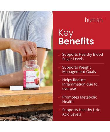 HumanN Tart Cherry Gummies - Uric Acid & Immunity Support - Doctor Formulated for Inflammation & Metabolic Health - Powerful Antioxidant, Non-GMO - 60 Sugar-Free Vegan Gummies - Buy Online on GoSupps.com