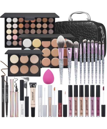 All In One Makeup Kit Full Makeup Set For Wonmen Includes 40 Colors Eyeshadow Palette Lip Gloss Liquid Lipstick Make up Sponge Brushes Eyebrow Concealer With Makeup Bag Kit021