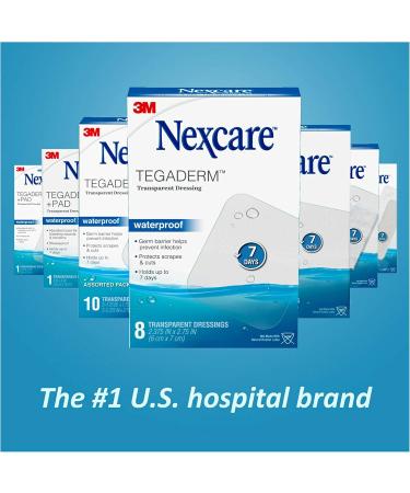 Nexcare Tegaderm + Pad Transparent Dressing - 5 Pack Waterproof & Breathable 7-Day Hold for Safe Bathing | International Shipping Available - Buy Online on GoSupps.com