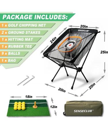 SENSECLUB Indoor Golf Chipping Net with Mat and Practice Balls - Perfect Golf Target for Backyard Swing Game - Great Golf Gift Idea - Buy Online on GoSupps.com