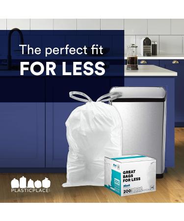 Plasticplace Custom Fit Trash Bags for simplehuman Code Q Bins - 50 Count, White Drawstring Garbage Liners - 13-17 Gallon - 25.25 x 32.75 - Buy Online on GoSupps.com