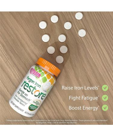 Fergon Iron Restore Chewable Tablets - 27mg Iron for Gentle Energy Support - Non-Constipating Formula - 60 Count - Buy Online on GoSupps.com