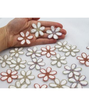 100pcs Mixed Color Lace Flower Appliques Embroidery Floral Motif Patches for Clothes, Dress, Sewing Craft - DIY Daisy Flower Embellishments (Mix) - Buy Online on GoSupps.com