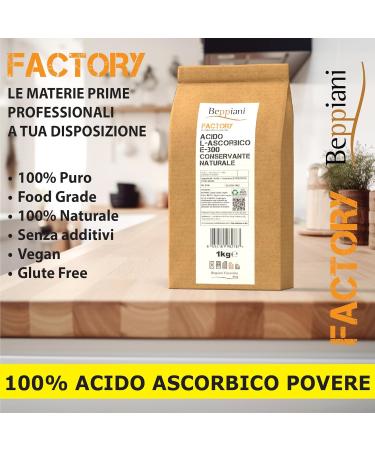  Beppiani Beppiani Ascorbic acid 1 kg 1 kg with doser - vitamin C - E 300 - soluble - food grade - Buy Online on GoSupps.com