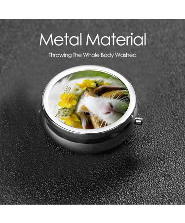 Guinea Pig Round Pill Box | 3 Compartment Mini Decorative Organizer | Portable Travel Medicine Holder & Vitamin Case - Buy Online on GoSupps.com