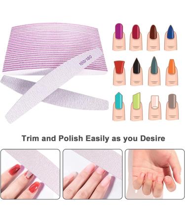 Nail Files (25 Pcs) 100/180 Grit Nail File Emery Board Bulk for Acrylic Nails and Natural Nails Limas para Unas Acrilicas Profesional Pack Filers for Gel Nail Double Sided Manicure Curved Gray 25 Pcs Halfmoon 100/180 G... - Buy Online on GoSupps.com