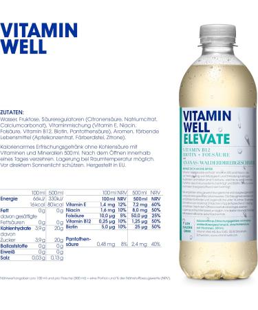 Vitamin Well Vitamin Water - Low-Calorie Functional Drink with B12 Biotin & Folic Acid - 12 x 500ml - Shop Internationally - Buy Online on GoSupps.com