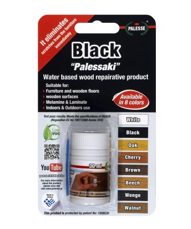 Palessaki Water Based Wood Furniture Repair Kit Best Scratch Remover for Wood Furniture Surfaces Wood Floor Scratch Remover Hardwood Floor Scratch Repair & Furniture Touch Up Kit - 30 ml (Black)