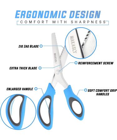 Makasla Pinking Shears - Decorative Zig Zag Scissors for Fabric, Leather, and Paper Craft - Professional Sewing Tool in Blue - Buy Online on GoSupps.com