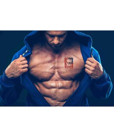 Artsure USA Skull on American Flag Temporary Tattoos - 6 Sheets for Men & Women, Neck, Arm, Chest - 2.8 X 1.8 Inch - Buy Online on GoSupps.com