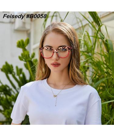 FEISEDY Retro Square Reading Glasses for Women - Anti-Glare Blue Light Blocking Eyestrain Relief Red Leopard 3.0x Magnification - Buy Online on GoSupps.com