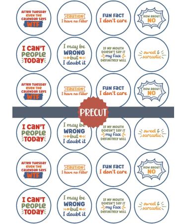 PRECUT Sarcastic Quotes Edible Cupcake Toppers - Sarcasm Theme Premium Thickness SWEETENED VANILLA - wafer card disc cake decorations (Pack of 12) - Buy Online on GoSupps.com