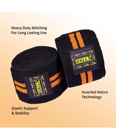 DALLX Cross Training Knee Wraps - Yellow 1 Meter (Pair) for WODS, Gym Work & Weightlifting - Elastic Compression Bandage for Powerlifting - Buy Online on GoSupps.com