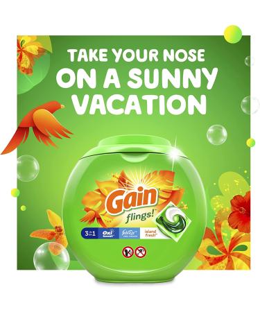 Gain Flings Laundry Detergent Pods, Island Fresh Scent, 81 Count - HE Compatible - Buy Online on GoSupps.com