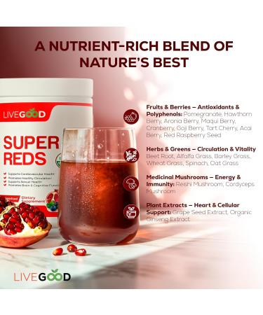 LiveGood Super Reds Organic Superfood Powder with Beetroot and Organic Pomegranate Powder Antioxidant Fruit Blend and Red Beets Supplements for Daily Energy (30 Servings) - Buy Online on GoSupps.com