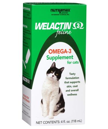 Nutramax Welactin Omega-3 Fish Oil Skin and Coat Health Supplement Liquid for Cats - 4 Ounce