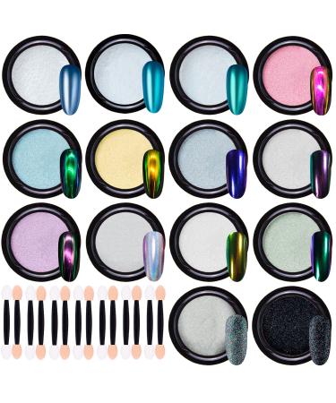 Duufin 14 colors nail chrome powder holographic nail powder metallic mirror nails powder with eyeshadow pens for manicure art decoration 1g/boxes mixed material - Buy Online on GoSupps.com