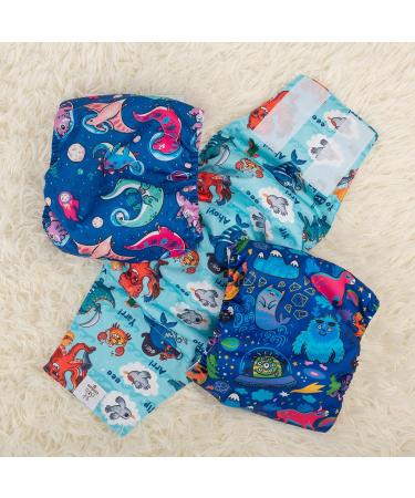 Cuteebone Male Washable Dog Diapers - 3 Pack Reusable Belly Bands with Velcro for High-Suction Comfort | Octopus & Dinos Design | Size M (35.5-43cm) - Buy Online on GoSupps.com