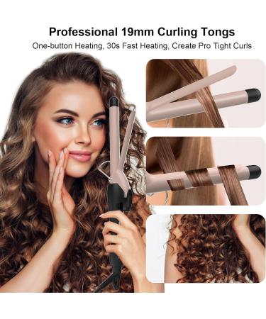 Pretfy 19mm Small Curling Iron - Professional Ceramic Hair Curler with Adjustable Temperature and LCD Display - Heat Resistant Glove Included - Buy Online on GoSupps.com