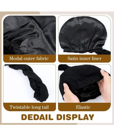 2 Pcs Kids Silk Satin Lined Turban Set - Black/Dark Gray - Ages 6-12 | Pre Tied Twist Head Wrap for Boys and Girls - Buy Online on GoSupps.com