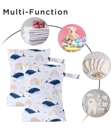 Hbselect 2PC Waterproof Diaper Bag Set | Reusable Zipper Wet Wipes Organizer for Babies & Toddlers | Rainbow Design - Buy Online on GoSupps.com