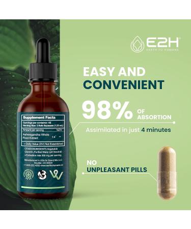 E2H Ashwagandha Liquid Drops - All-Natural Ashwagandha Supplement for Stress Relief and Mood Enhancer- Organic Ashwagandha Root Extract Effective Cortisol Manager | Non-GMO Vegan | 2 Fl Oz 2 Fl Oz (Pack of 1) - Buy Online on GoSupps.com