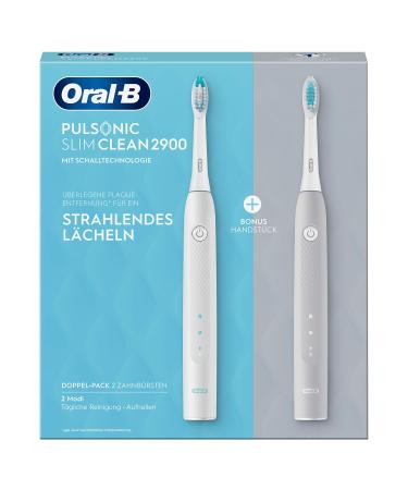 Oral-B Pulsonic Slim Clean 2900 Electrical Sound toothbrush/Electric Toothbrush double pack with 2 plug-in brushes 2 cleaning modes for dental care with timer gift for them gray/white - Buy Online on GoSupps.com