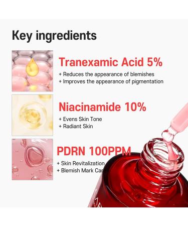 PDRN Serum TXA 5% Niacinamide 10% Pink Korean Skincare Dark Spot Hyaluronic Acid Vitamin B5 Panthenol Ceramide Uneven Skin Tone Radiant Complexion Glass Skin (30ml / 1.01 fl oz) - Buy Online on GoSupps.com