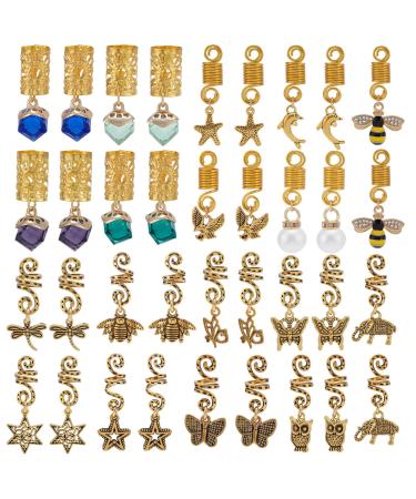 NBEADS 36 Pcs Hair Jewelry for Braids  Butterfly Dreadlock Accessories Hair Cuffs Beads Pendants Loc Hair Jewelry Stitch Markers Charms Hair Coil Jewelry Clips for Braids Decoration 36pcs Animal Theme
